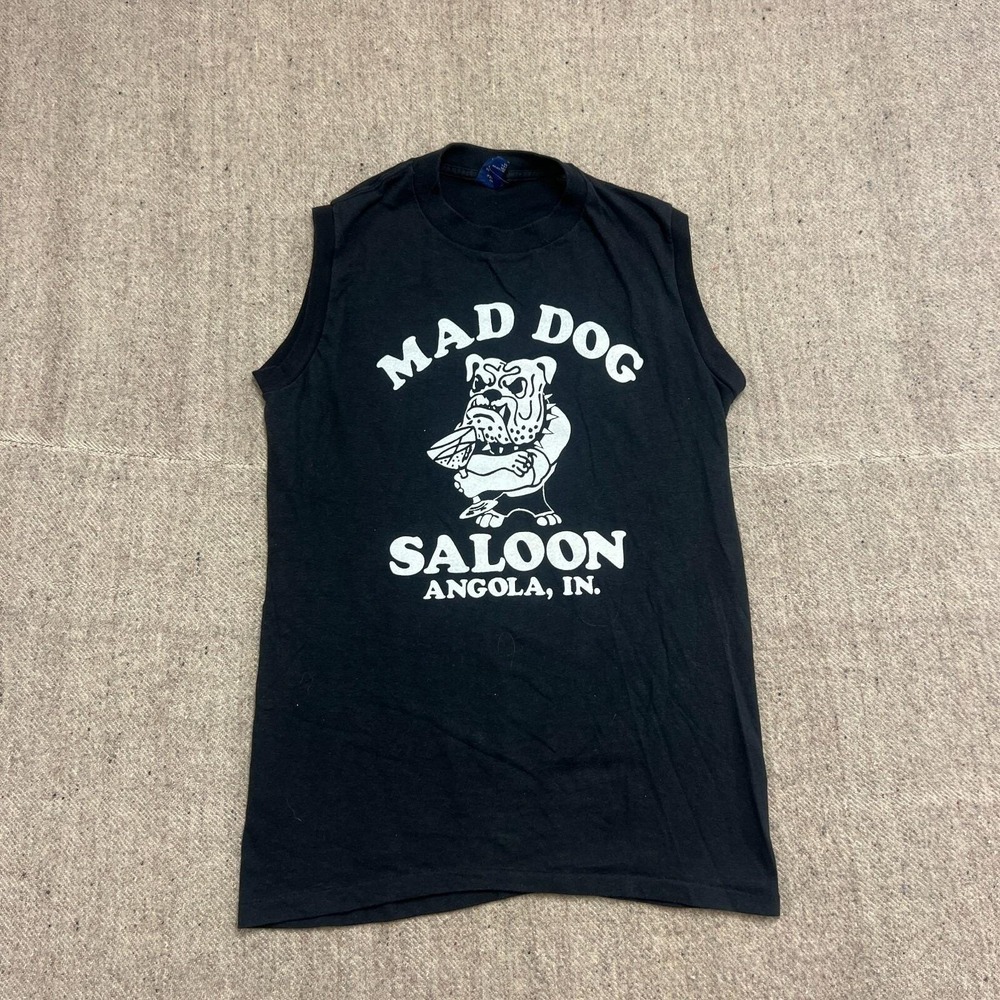 Vintage Mad Dog Saloon Shirt Mens Medium Black 1980s Indiana